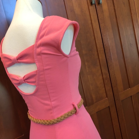 Bow Back Pink Dress with Belt - Picture 6 of 6